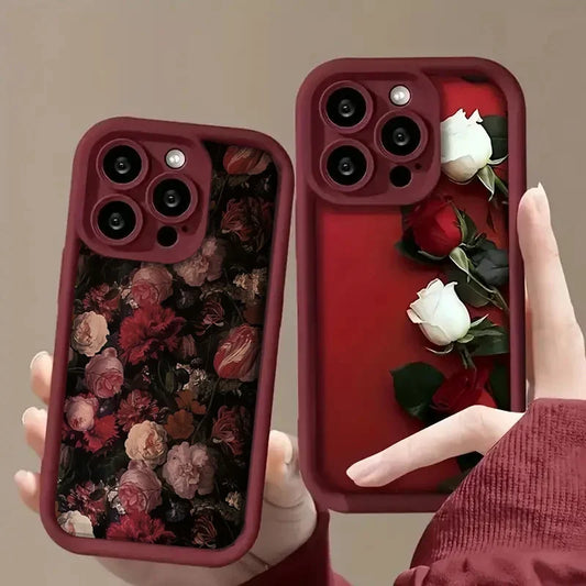 Wine Red Rose White Rose Phone Cases for IPhones